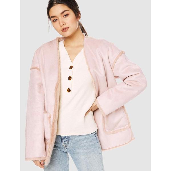 ザ ヴァージニア コート 信頼 リバーシブルフェイクムートンコート レディース 38 ピンク 日本サイズm相当 日本