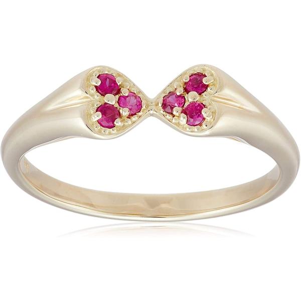 キャンディ Candy K10イエローゴールド ダブルハートリング 日本サイズ11号 6石ルビー 最新アイテム R2ht Rb 001