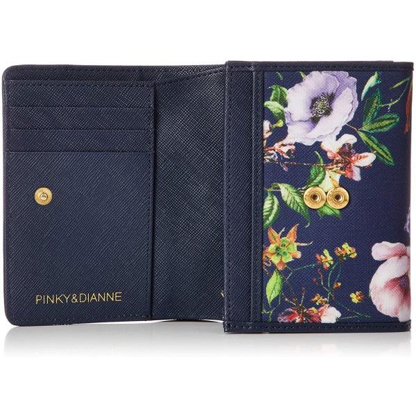 ピンキーアンドダイアン 折財布 ボタニカル オリジナル花柄プリント Pvc 牛革素材 Pdlwacs4 ネイビ コンパクト収納 最安値に挑戦 二つ折り 財布