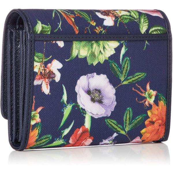 ピンキーアンドダイアン 折財布 ボタニカル オリジナル花柄プリント Pvc 牛革素材 Pdlwacs4 ネイビ コンパクト収納 最安値に挑戦 二つ折り 財布