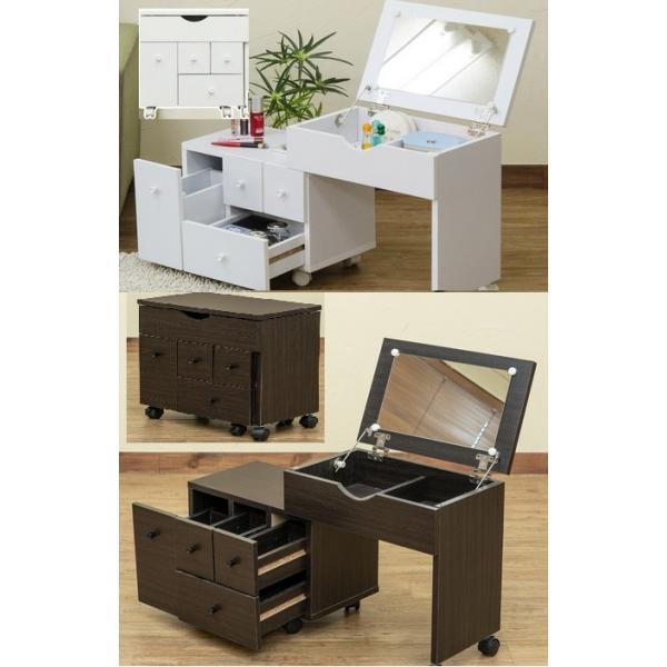 散らかりがちなメイク道具をまとめて収納出来るキャスター付きのスライド式コスメワゴンです。普段は天板をたたみ、コンパクトにまとめれば邪魔になりません。メイクの時には、収納部分を横にスライドさせれば浅型、深型の引き出しでメイク道具をたっぷり収納...