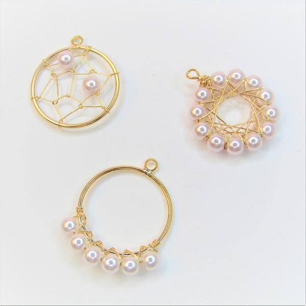 パール ピアス パーツ ワイヤーチャーム シンプル イヤリング ワイヤー