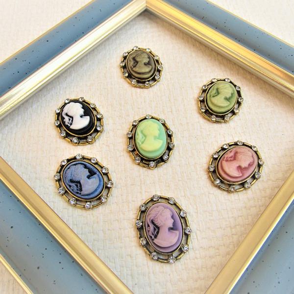 カボション 金属パーツ リボン付き カメオ チャーム lieben-deco_m-0034