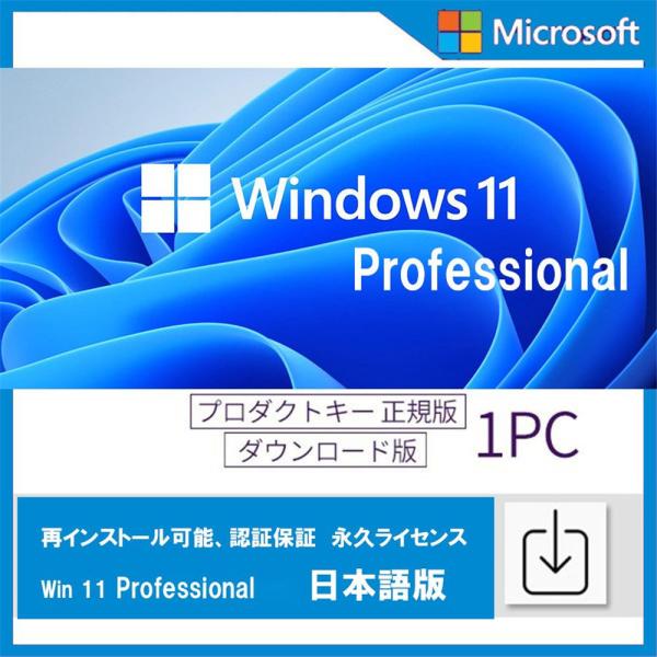 Windows 11 professional 1PC 日本語 正式正規版 認証保証 ウィンドウズ win11 OS ダウンロード版 プロダクトキー ライセンス認証 永久 64bitのみ