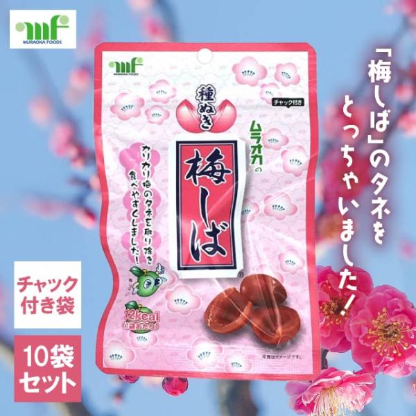 【賞味期限2025.11.20のため特価】村岡食品 種ぬき梅しば 赤 30g 10袋 原産地日本 梅 カリカリ梅 種なし 種抜き ムラオカ すっぱい カリカリ 熱中症対策 漬物