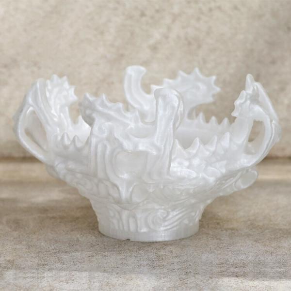 植木鉢 3Dプリンター鉢 8号サイズ 浅鉢寄り 白い麻紐付き 塊根 多肉 象牙宮 植木鉢 3Dプリンター製 KAENポット（縄文火焔土器型） シャロー