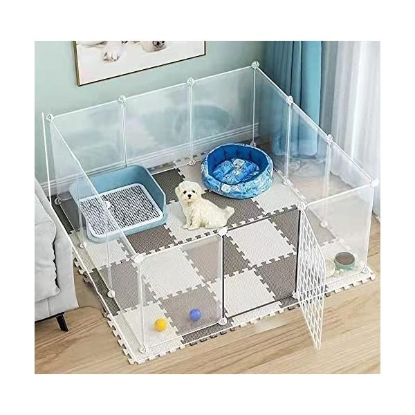 他サイト： ZAFA ペットフェンス ペットサークル ドア付き 室内 屋外 置くだけ 柵 自立 ケージ 小型犬 ジョイント式 105×45cm パネル 12の商品画像