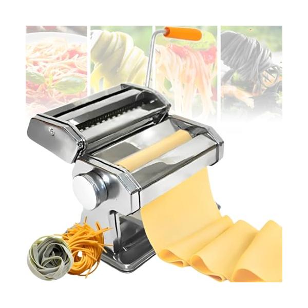 life_mart パスタメーカー 手動 分離式  2mm 4mm カッター付き  製麺機 パスタマシン 厚さ6段階調節 ヌードルメーカー クラ