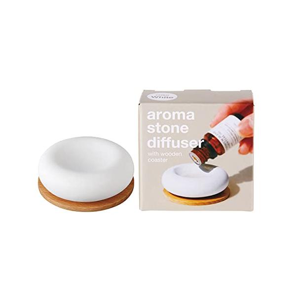 アロマストーンディフューザー(ホワイト)1個 芳香器 木のコースター付 お好きなオイルが楽しめます