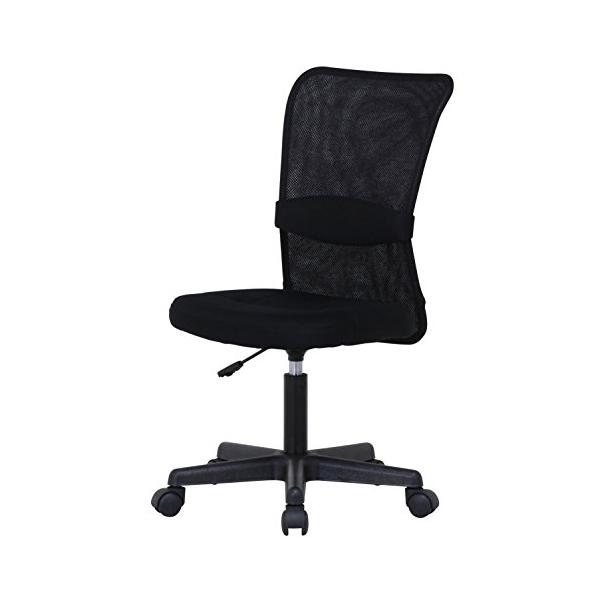 不二貿易(Fujiboeki) オフィスチェア デスクチェア 幅52×奥行58.5×高さ88~99cm ブラック メッシュバック ガス昇降 腰サ