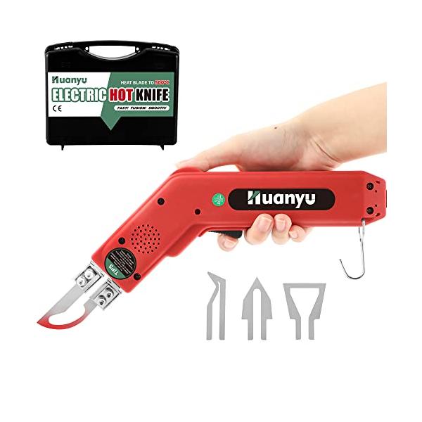 Huanyu ホットスライドカッター ホットナイフ 100W 5秒加熱 50-500℃温度調節 布/ゴム/ロープ/プラスチック/アクリル カット