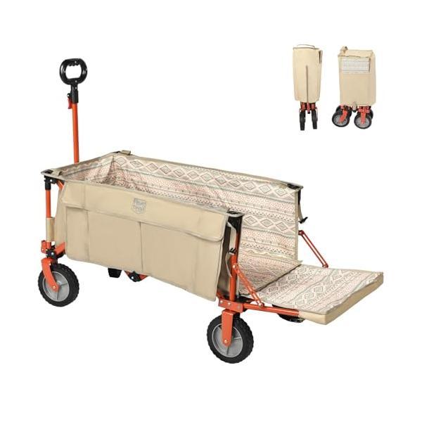 他サイト： TIMBER RIDGE アウトドアワゴン 折り畳み 長物対応 ワンタッチ収束式 耐荷重100kg 自立収納 大容量130L+43L 収納ポケッの商品画像