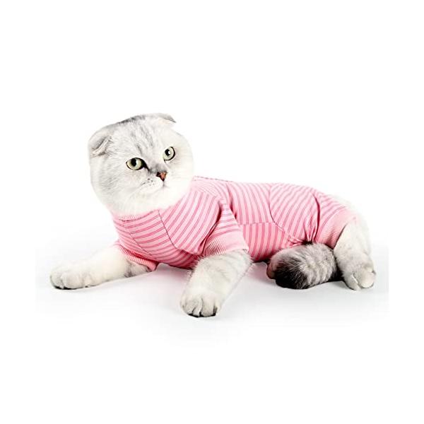 ピンク/S　サイズ/-・Size:S　サイズColor:ピンク・パッケージ個数:1・?快適な着心地高品質で柔らかい綿生地で作られ、安全無毒で猫の皮膚に優しい、手術後の回復時間もより快適に過ごせます。耐久性があり、抗菌防臭で通気性と弾力性に優...
