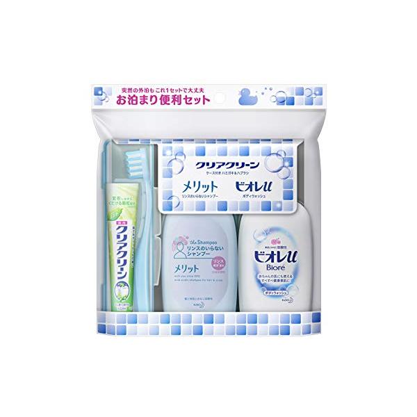 他サイト： クリアクリーン 花王(Kao) トラベルセット (シャンプー・ボディソープ・歯ブラシ・ハミガキ粉)(歯ブラシの色は選べません)の商品画像