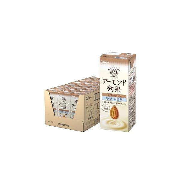 他サイト： アーモンド 3種のナッツ砂糖不使用 200ml×24本 江崎グリコ 常温保存可能 ビタミンE 食物繊維 鉄分 アーモンドミルクの商品画像