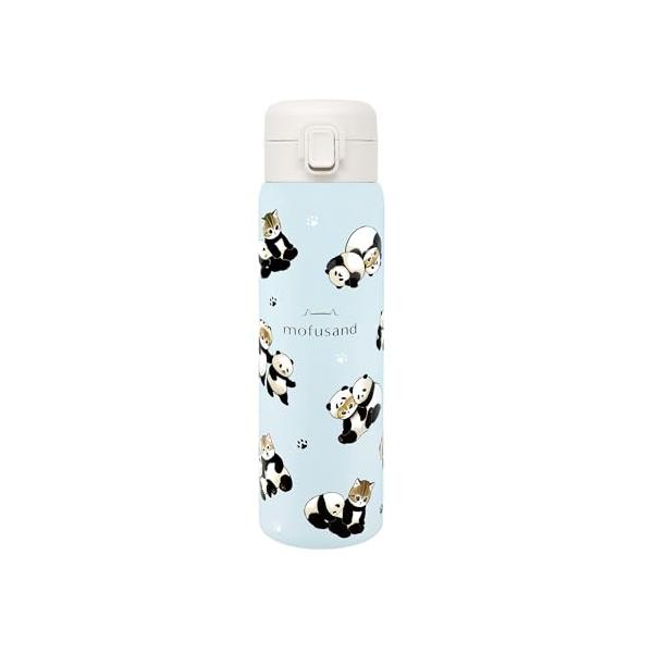 mofusand 真空二重 保温保冷 ステンレス ワンプッシュボトル 480ml  パンダにゃん/総柄  ワンタッチ ロック付き 片手で楽々 水
