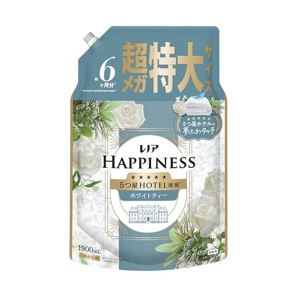 他サイト： レノア Lenor ハピネス 夢ふわタッチ 柔軟剤 ホワイトティー 詰め替え 1900mL 大容量の商品画像