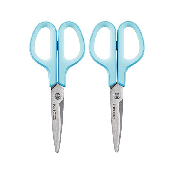 他サイト： プラス はさみ フィットカットカーブ スタンダード 抗菌グリップ 左手用 ブルー 2個 SC-175SL-AB 35-738 ×2の商品画像