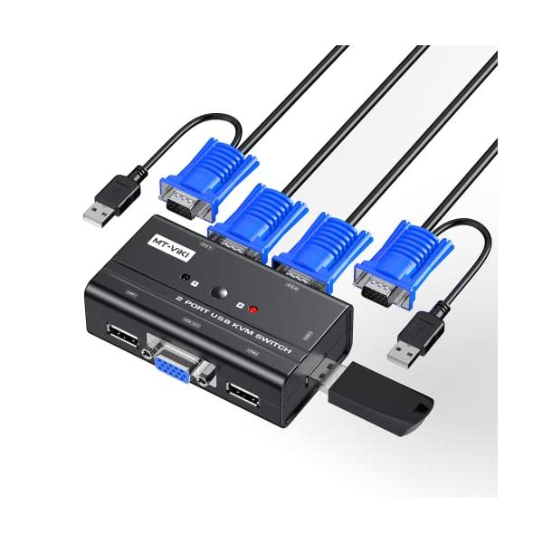 2ポート/2ポート/-・Size:2ポート・MT-VIKI 260KL、2ポートvga kvm切替器は、2台のパソコンで1台のモニター、キーボード、マウス、1本のUSBメモリ、プリンタ、USBスピーカー（3.5mm端子ではない）を共有するこ...
