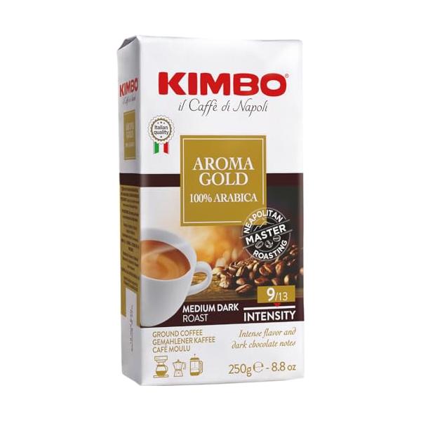 他サイト： キンボ（KIMBO）コーヒー粉 エスプレッソ イタリア（ミディアムロースト アラビカ100%）ゴールド 250g(粉)の商品画像
