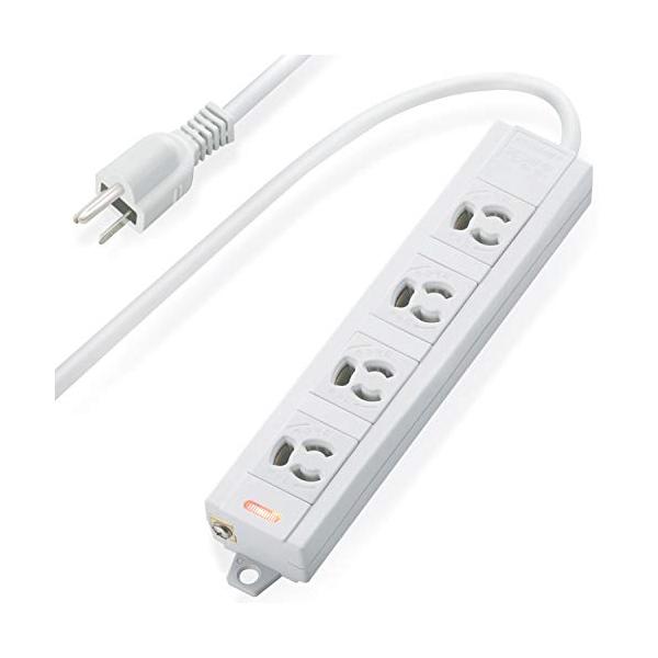 他サイト： エレコム 電源タップ マグネット付 抜け止めコンセント 壁取付用固定フック付 3P-2P変換アダプタ付 4個口 3m T-ECOH3430NMの商品画像