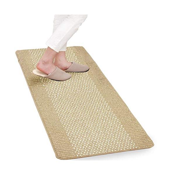 他サイト： オカ (OKA) 優踏生 洗いやすいキッチンマット ベージュ 約60cm×180cm (洗える 台所マット ロング おしゃれ 日本製 ずれないの商品画像