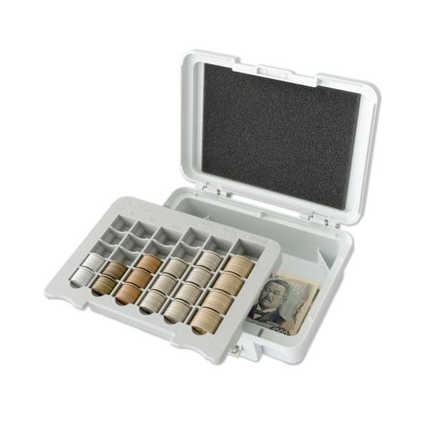カール事務器(CARL) ポータブル キャッシュケース 日本製 小銭ケース 家庭用 簡易金庫 硬貨 紙幣 収納 ホワイト CX-003-W