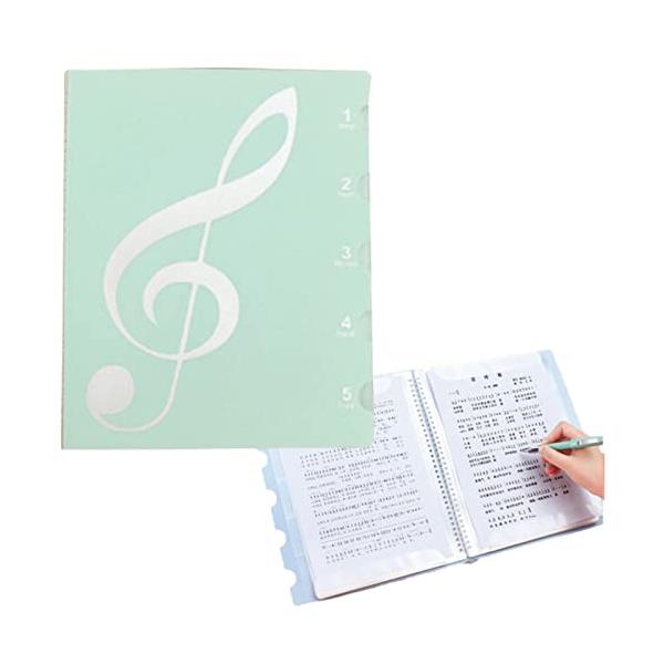 他サイト： morytrade 楽譜ファイル 譜面ファイル 書き込める 書き込み A4 40ページ 2面 見開き 反射防止 (緑)の商品画像
