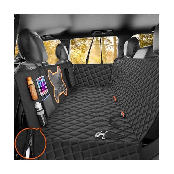 ブラック/-/A2・Model:A2・見える窓と追加の4つの収納ポケット後部座席用の犬用カーシートカバーは、独特の犬の骨型のメッシュ窓が付いており、より良い空気の流れとあなたとペットの視覚的な接触を確保します。さらに、追加の収納ポケットは、...