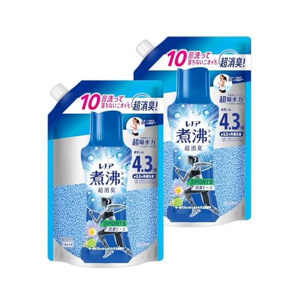 パッケージ：ブルー/-/-・PatternName:詰め替え 1810mL×2袋・パッケージ個数:1・抗菌ビーズは、衣類の消臭専用のお洗濯ビーズ。いつもの洗剤や柔軟剤に加えるだけで、しみついたニオイまで煮沸レベルに消臭* (*洗濯後・部屋干...