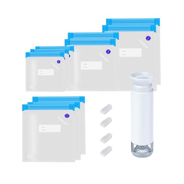 真空バッグ10枚+手動ポンプ白/真空バッグ10枚-手動ポンプ付き/-・Style:真空バッグ10枚+手動ポンプ・セット内容真空保存袋x10枚（サイズ：22*21 cm *3枚、26*28 cm *2枚 、26*34 cm *2枚 、30*3...