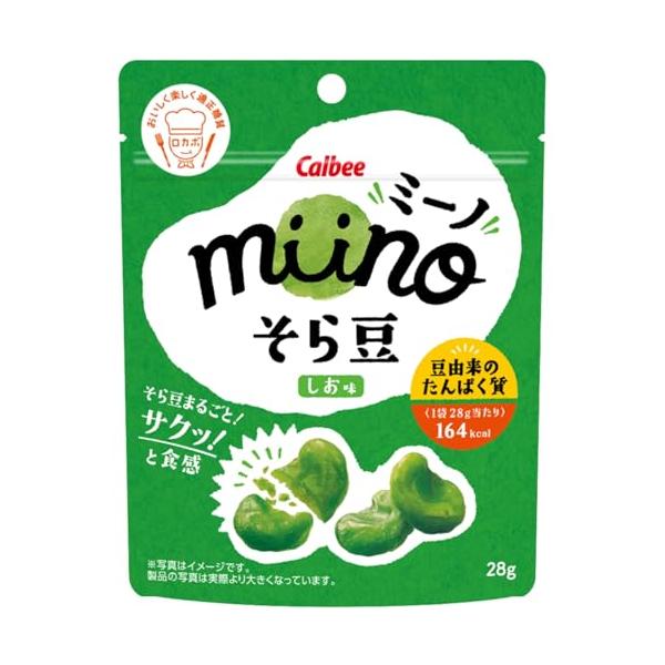 他サイト： broad beans カルビー ｍｉｉｎｏそら豆しお味 おつまみ おやつ お菓子そら豆 ロカボ 28グラム (x 12)の商品画像