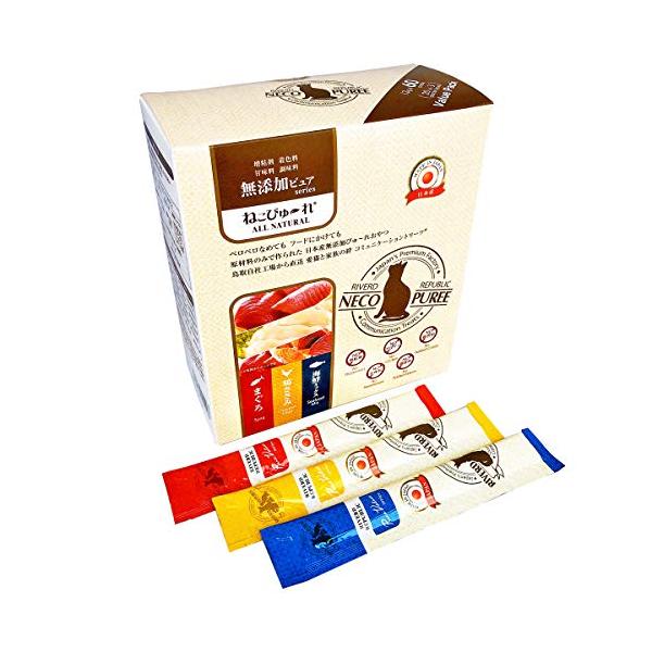 他サイト： 無添加ピュア 日本産 猫用おやつ ねこぴゅーれ PureValue5 バラエティボックス 60本入 (20本×3種) 鶏ささみ/まぐろ/海鮮ミッの商品画像