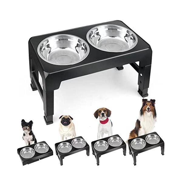 他サイト： 映澤（エイタク） 犬 食器 フードボウル 犬用 食器台 大型犬向け 折り畳み昇降式?4段階 高度調節 餌入れ 水入れ エサ台 滑り止め ステンレの商品画像