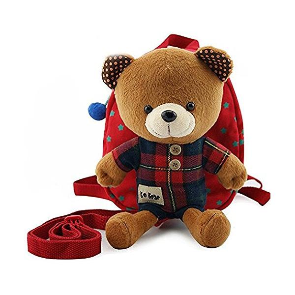 他サイト： ハーネス 子供 迷子防止 可愛い熊付き ハーネス付きリュック 迷子紐 子供用ハーネス 子供 リード ベビーリュック ベビーギフト (赤い)の商品画像