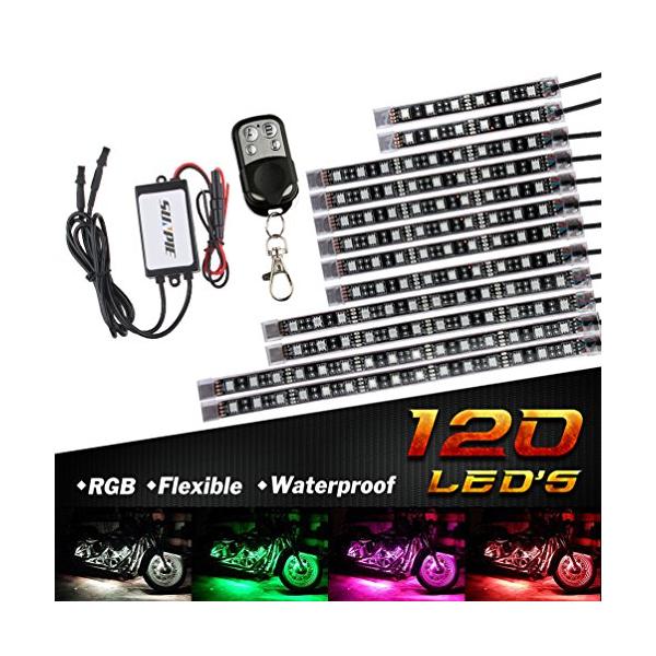 他サイト： バイク汎用 RGB LEDテープライト MOTOSTAR バージョンアップ版 LEDテールランプ 12本セット 15色パターン 防水 5050Sの商品画像