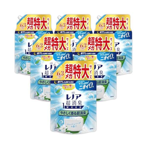 レノア Lenor 超消臭1WEEK 柔軟剤 やさしく香る超消臭 フレッシュソープ 詰め替え 2060mL×6袋 大容量 ケース品