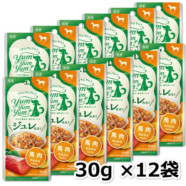 ヤムヤムヤム yum yum yum！ ジュレ仕立て 馬肉 30g ×12袋セット 犬 ペットフード トッピング
