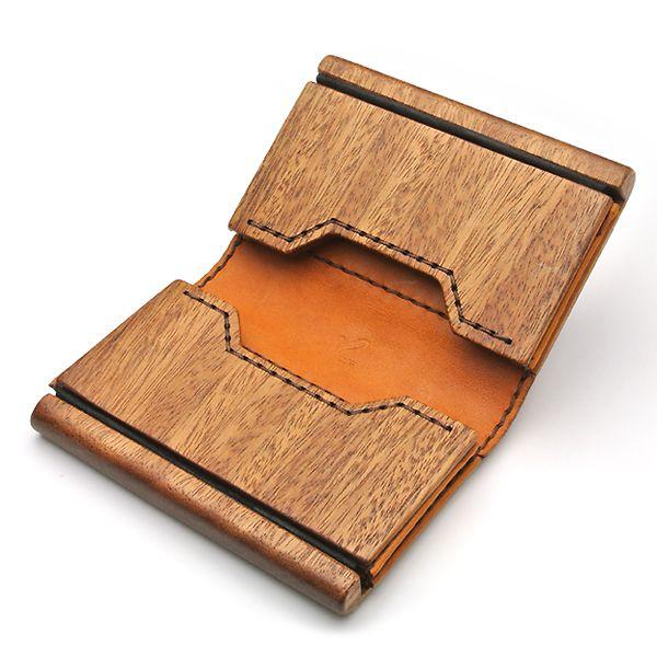 ハンドメイド名刺入れ小物入れ for card case05 木と革の名刺入れ : デザイン雑貨ブランド LIFE