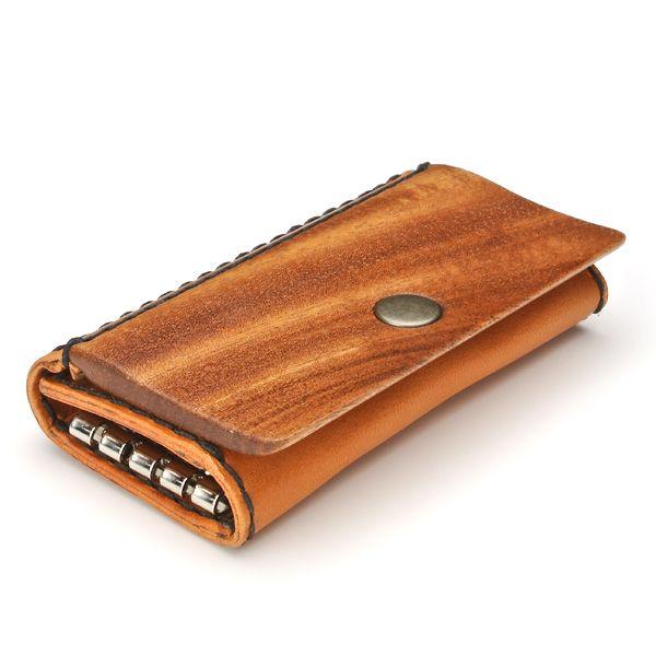 for key case04E 木と革のキーケース