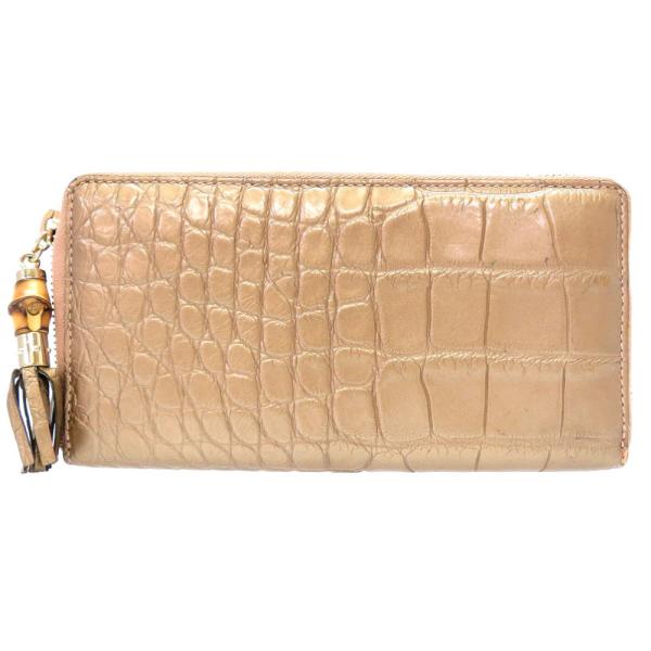 GUCCI グッチ クロコダイル バンブー ピンク 307984 ラウンド  