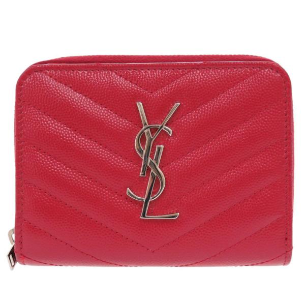 サンローラン SAINT LAURENT 折り財布 ミニ財布 赤 レザー ロゴ 使い勝手抜群♪】サンローラン ミニ財布 (Saint Laurent
