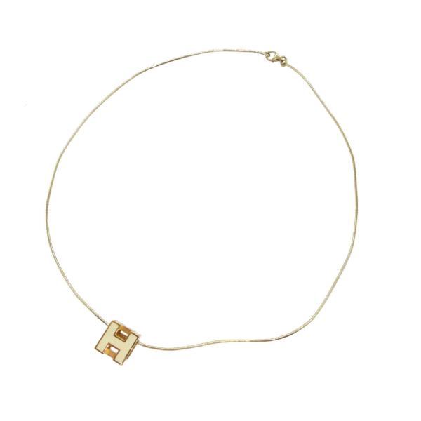 エルメス カージュドアッシュ Hキューブ アイボリー ゴールド ペンダントトップ HERMES（エルメス） 美品 カージュドアッシュ Hキューブネックレス