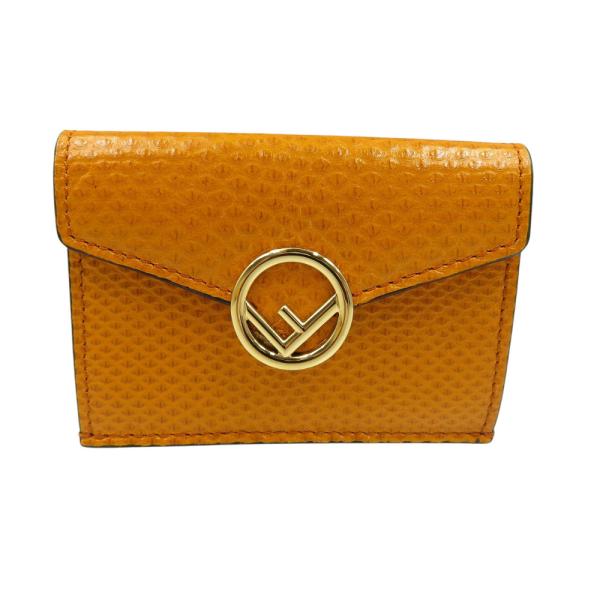 未使用 フェンディ エフイズ 8M0395 カルングレザー ゴールド金具 イエロー 三つ折り財布 1050【中古】FENDI FENDI（フェンディ） 未使用 エフイズ 8M0395 カルングレザー ゴールド