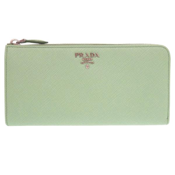プラダ サフィアーノ PRADA（プラダ） 新品同様 サフィアーノ グリーン L字ファスナー 長
