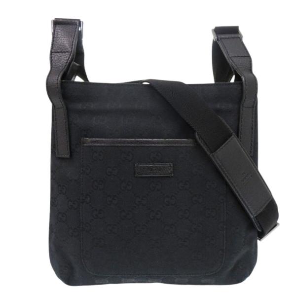 GUCCI ブラック ショルダーバッグ7/13まで9000円売れなければ他者へ GUCCI 美品 グッチ 122793 GGキャンバス レザー ブラック