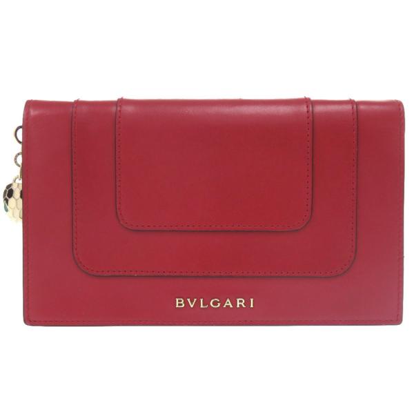 BVLGARI（ブルガリ） 美品 セルペンティ レザー レッド 二つ折り財布