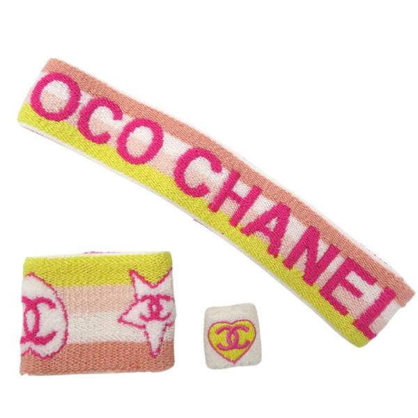 CHANEL 新品同様 シャネル ココマーク ヘアバンド リストバンド