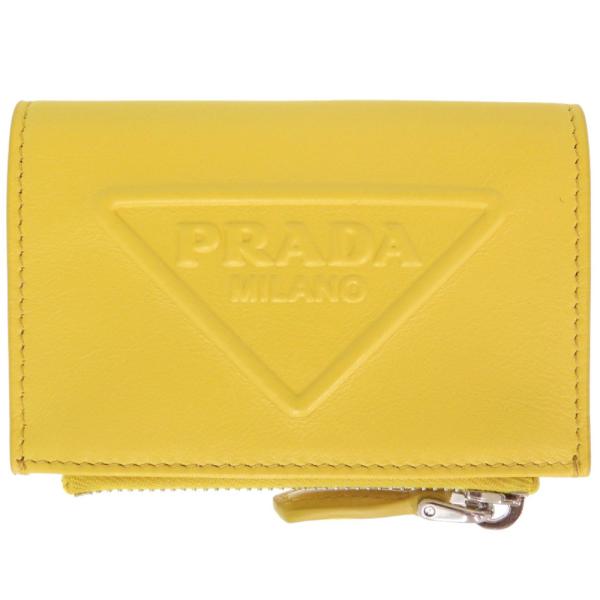【中古品】PRADA イエロー　コインケース PRADA（プラダ） 新品同様 レザー イエロー コインケース 財布 黄 1325