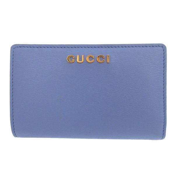 GUCCI 新品同様 グッチ レザー 772640 パープル 紫 2つ折り財布 財布  
